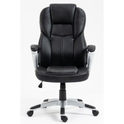 Καρέκλα Γραφείου Διευθυντική με μπράτσα και ανάκληση Δερματίνης Μαύρο 113-121x69x64cm