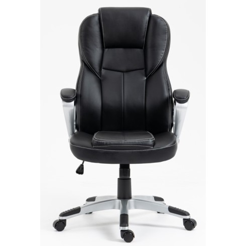 Καρέκλα Γραφείου Διευθυντική με μπράτσα και ανάκληση Δερματίνης Μαύρο 113-121x69x64cm