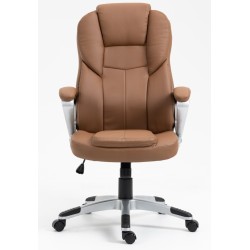 Καρέκλα Γραφείου Διευθυντική με μπράτσα και ανάκληση Δερματίνης Cappuchino 113-121x69x64cm