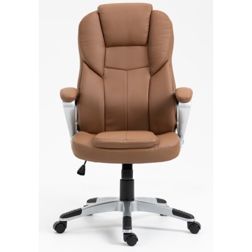 Καρέκλα Γραφείου Διευθυντική με μπράτσα και ανάκληση Δερματίνης Cappuchino 113-121x69x64cm