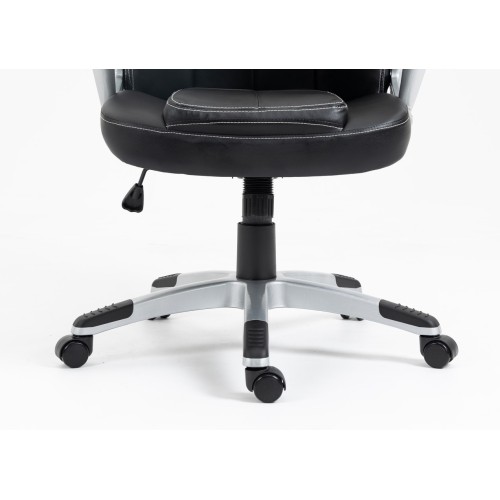 Καρέκλα Γραφείου Διευθυντική με μπράτσα και ανάκληση Δερματίνης Μαύρο 113-121x69x64cm