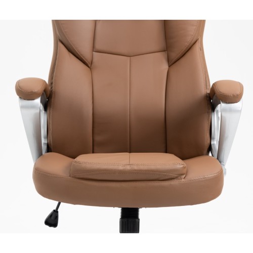 Καρέκλα Γραφείου Διευθυντική με μπράτσα και ανάκληση Δερματίνης Cappuchino 113-121x69x64cm