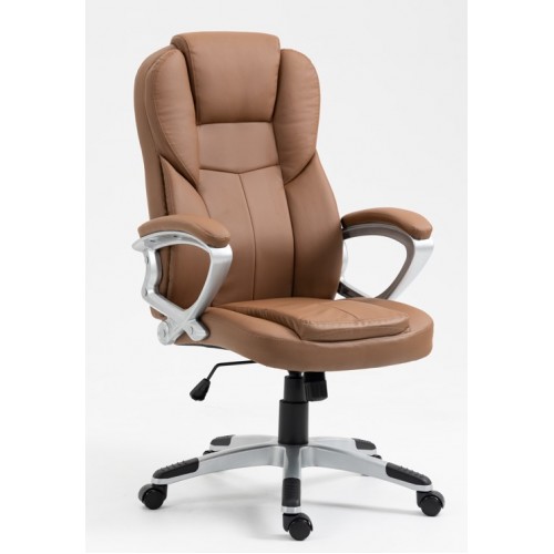 Καρέκλα Γραφείου Διευθυντική με μπράτσα και ανάκληση Δερματίνης Cappuchino 113-121x69x64cm