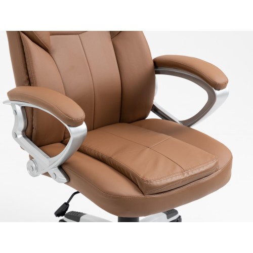 Καρέκλα Γραφείου Διευθυντική με μπράτσα και ανάκληση Δερματίνης Cappuchino 113-121x69x64cm