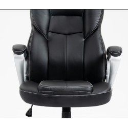 Καρέκλα Γραφείου Διευθυντική με μπράτσα και ανάκληση Δερματίνης Μαύρο 113-121x69x64cm