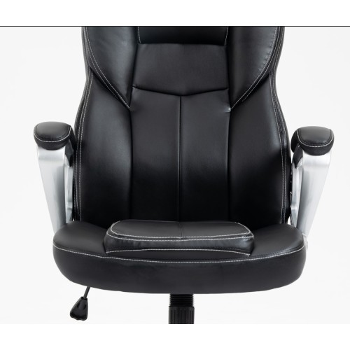 Καρέκλα Γραφείου Διευθυντική με μπράτσα και ανάκληση Δερματίνης Μαύρο 113-121x69x64cm