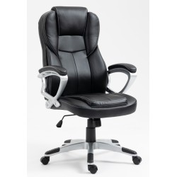 Καρέκλα Γραφείου Διευθυντική με μπράτσα και ανάκληση Δερματίνης Μαύρο 113-121x69x64cm