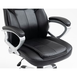 Καρέκλα Γραφείου Διευθυντική με μπράτσα και ανάκληση Δερματίνης Μαύρο 113-121x69x64cm