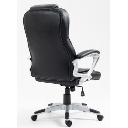 Καρέκλα Γραφείου Διευθυντική με μπράτσα και ανάκληση Δερματίνης Μαύρο 113-121x69x64cm