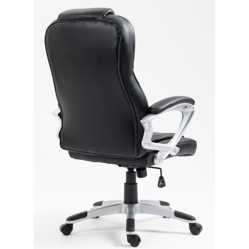 Καρέκλα Γραφείου Διευθυντική με μπράτσα και ανάκληση Δερματίνης Μαύρο 113-121x69x64cm