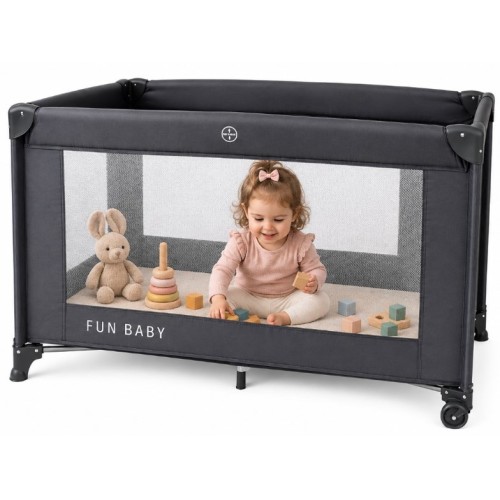 Παρκοκρέβατο μωρού αναδιπλούμενο Fun Baby 125x62x75cm σε γκρι
