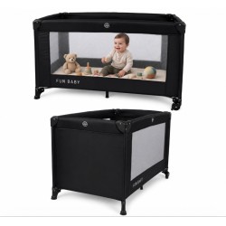 Παρκοκρέβατο μωρού αναδιπλούμενο Fun Baby 125x62x75cm σε μαύρο