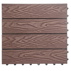 10 τεμάχια Πλακάκια για Δάπεδο Κήπου εξωτερικού χώρου από WPC 30x30χ2.2cm Καφέ Σκούρο με όψη ξύλου
