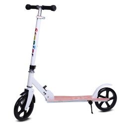 Παιδικό πατίνι με ρόδες pu ποδόφρενο και ρύθμιση ύψους 5 θέσεων ηλικίας 4-8 ετών σε λευκό