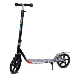 Παιδικό πατίνι Graffiti Black and white με ρόδες pu ποδόφρενο και ρύθμιση ύψους 5 θέσεων ηλικίας 4-8 ετών