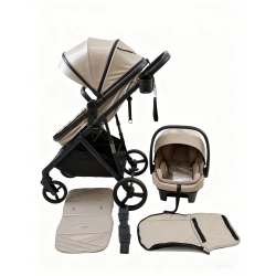 3 σε 1 αναδιπλούμενο πολυκαρότσι μωρού Fun Baby Star με κάθισμα αυτοκινήτου που κουμπώνει στο σκελετό κάθισμα που μετατρέπεται σε καλαθούνα 0+ μπεζ