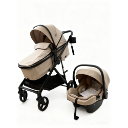 3 σε 1 αναδιπλούμενο πολυκαρότσι μωρού Fun Baby Star με κάθισμα αυτοκινήτου που κουμπώνει στο σκελετό κάθισμα που μετατρέπεται σε καλαθούνα 0+ μπεζ