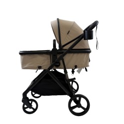 3 σε 1 αναδιπλούμενο πολυκαρότσι μωρού Fun Baby Star με κάθισμα αυτοκινήτου που κουμπώνει στο σκελετό κάθισμα που μετατρέπεται σε καλαθούνα 0+ μπεζ