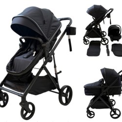 3 σε 1 αναδιπλούμενο πολυκαρότσι μωρού Fun Baby Star με κάθισμα αυτοκινήτου που κουμπώνει στο σκελετό κάθισμα που μετατρέπεται σε καλαθούνα 0+ μαύρο