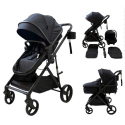 3 σε 1 αναδιπλούμενο πολυκαρότσι μωρού Fun Baby Star με κάθισμα αυτοκινήτου που κουμπώνει στο σκελετό κάθισμα που μετατρέπεται σε καλαθούνα 0+ μαύρο