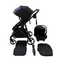 3 σε 1 αναδιπλούμενο πολυκαρότσι μωρού Fun Baby Star με κάθισμα αυτοκινήτου που κουμπώνει στο σκελετό κάθισμα που μετατρέπεται σε καλαθούνα 0+ μαύρο