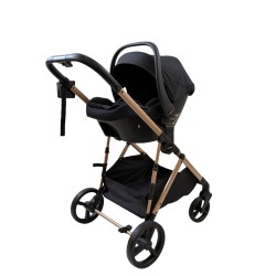 3 σε 1 αναδιπλούμενο πολυκαρότσι μωρού Fun Baby Star με κάθισμα αυτοκινήτου που κουμπώνει στο σκελετό κάθισμα που μετατρέπεται σε καλαθούνα 0+ μαύρο χρυσό