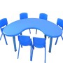Σετ Παιδικό Τραπέζι πλαστικό μισοφέγγαρο με καρέκλες 7 τεμαχίων σε Μπλε χρώμα 