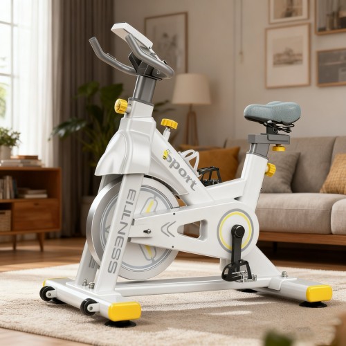 Ποδήλατο Γυμναστικής με οθόνη και μετρητή ταχύτητας απόστασης και θερμίδων λευκό S2002
