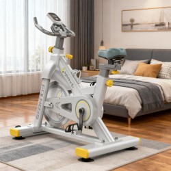 Ποδήλατο Γυμναστικής με οθόνη και μετρητή ταχύτητας απόστασης και θερμίδων λευκό S2002