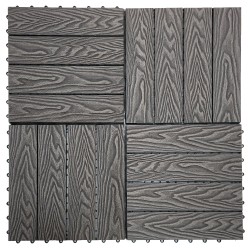 Πλακάκι για Δάπεδο Κήπου εξωτερικού χώρου Decking Tiles από WPC 30x30cm Γκρι με όψη 3D ξύλου