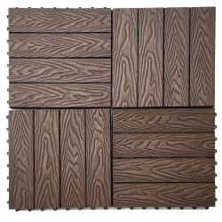 Πλακάκι για Δάπεδο Κήπου εξωτερικού χώρου Decking Tiles από WPC 30x30cm Καφέ Σκούρο με όψη 3D ξύλου