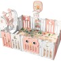 Πλαστικός παιδικός φράχτης σετ με κούνια και μπασκε΄τα Κουκουβάγια 179x143 σε ροζ